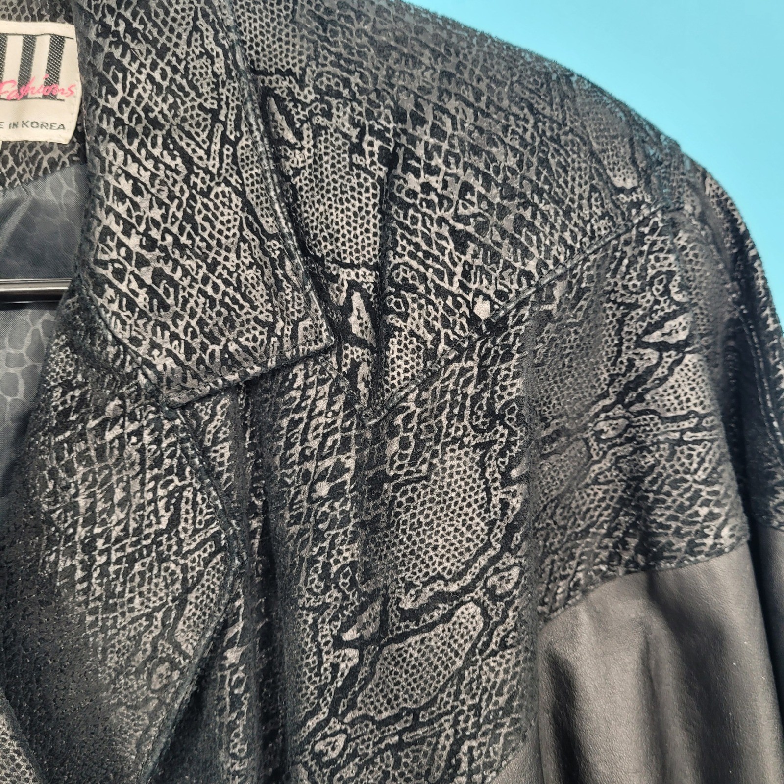 G-III Leather Fashions Jacket Womens Size S Vintage 80s Snakeskin Double Breast