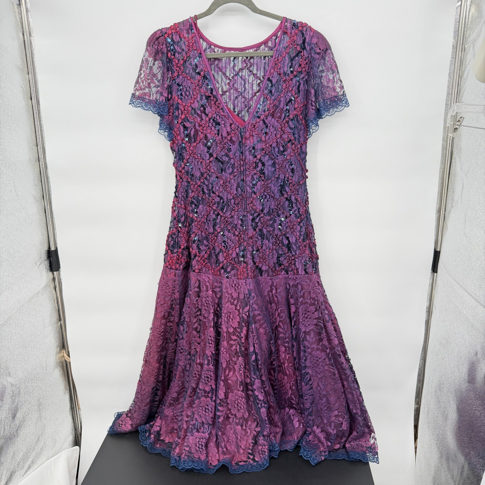 HW Collections VTG Fairy Core Formal Lace Drop Waist Whimsygoth Dress Sz 16**