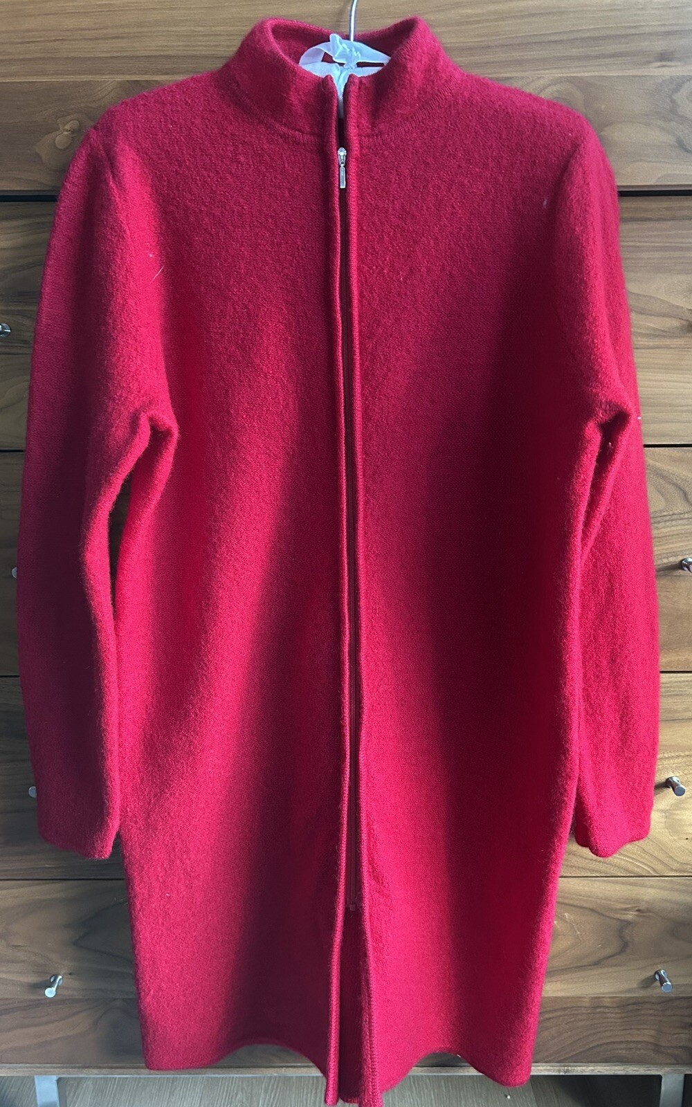 Vintage 90’s CLASSIC Long Sweater Jacket Karen Scott Red 100% Wool