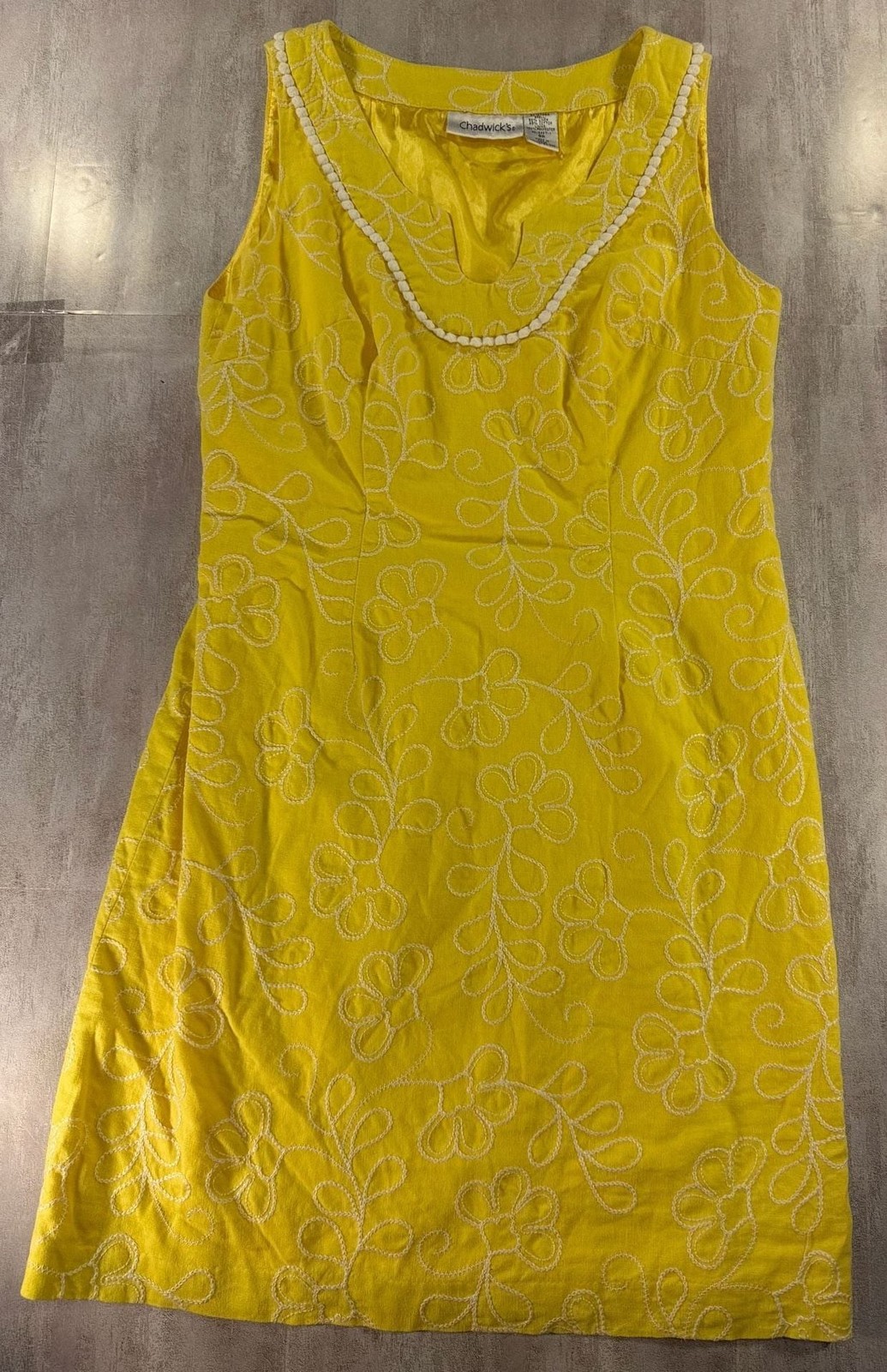 Vintage 90s Chadwicks Sunny Yellow Floral Dress
