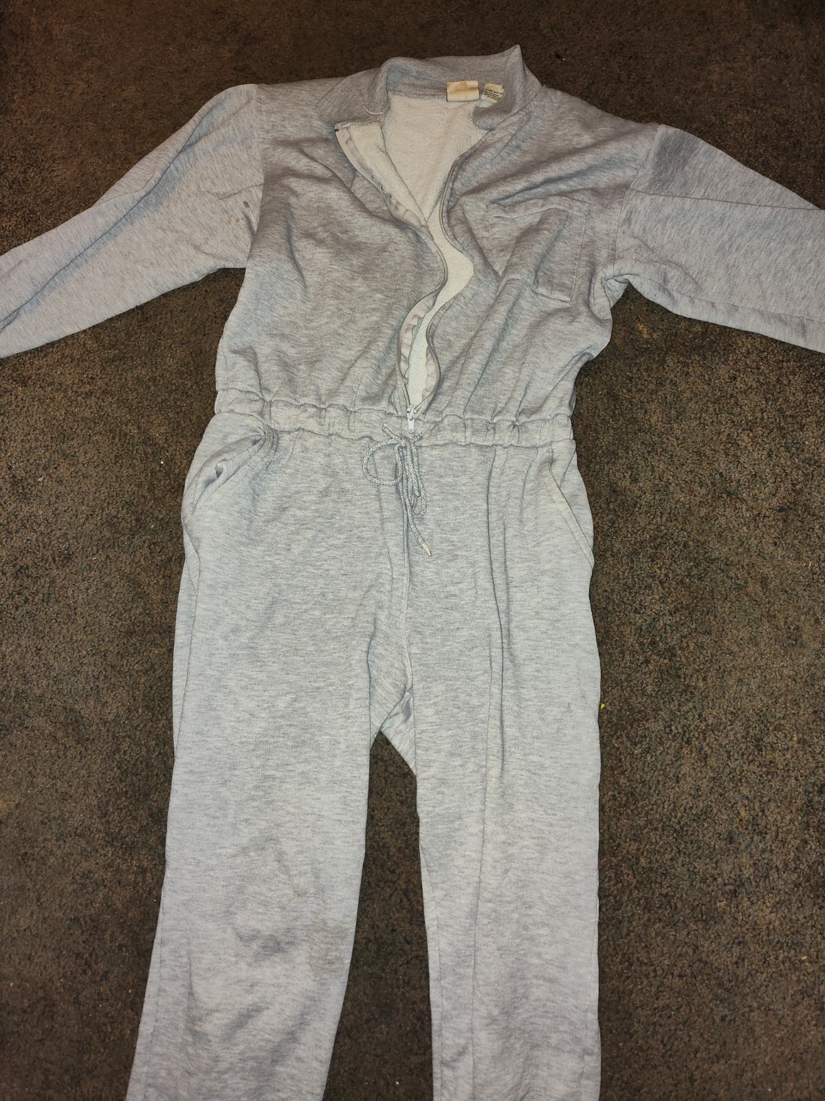 Vintage Elle Macpherson jumpsuit one peice gray sweat outfit romper athleisure S