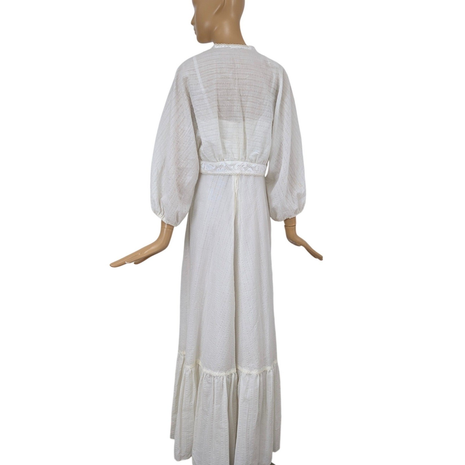Vintage 70s Jody T of California White Lace Maxi Dress & Jacket Set Bridal Boho