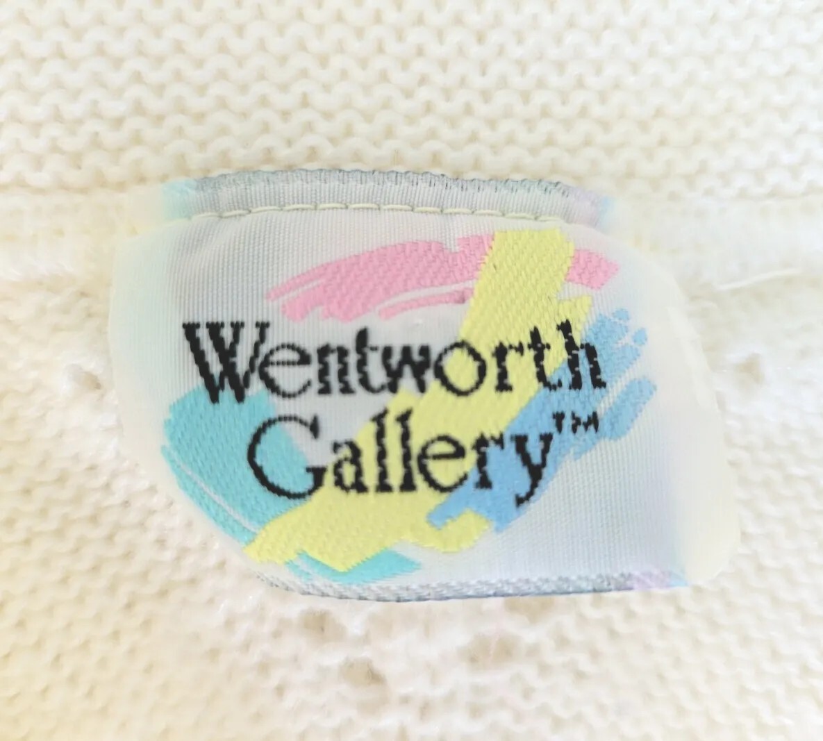 Vtg Wentworth Gallery Creamy White Drop Sleeve Collared Sweater Sz XXL? 48″Bust