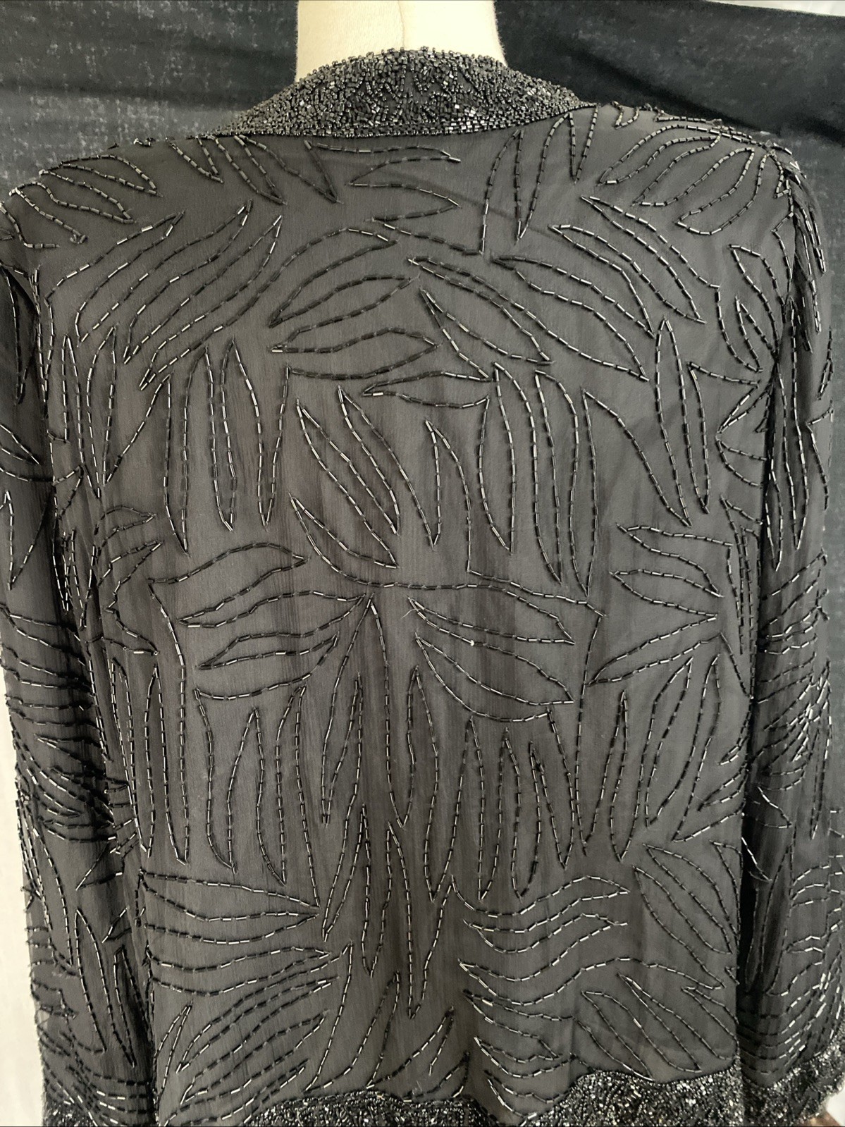 VTG 80s 90s BRILLIANTE BY J.A. SEQUIN & SILK BLACK JACKET TOP SIZE LARGE