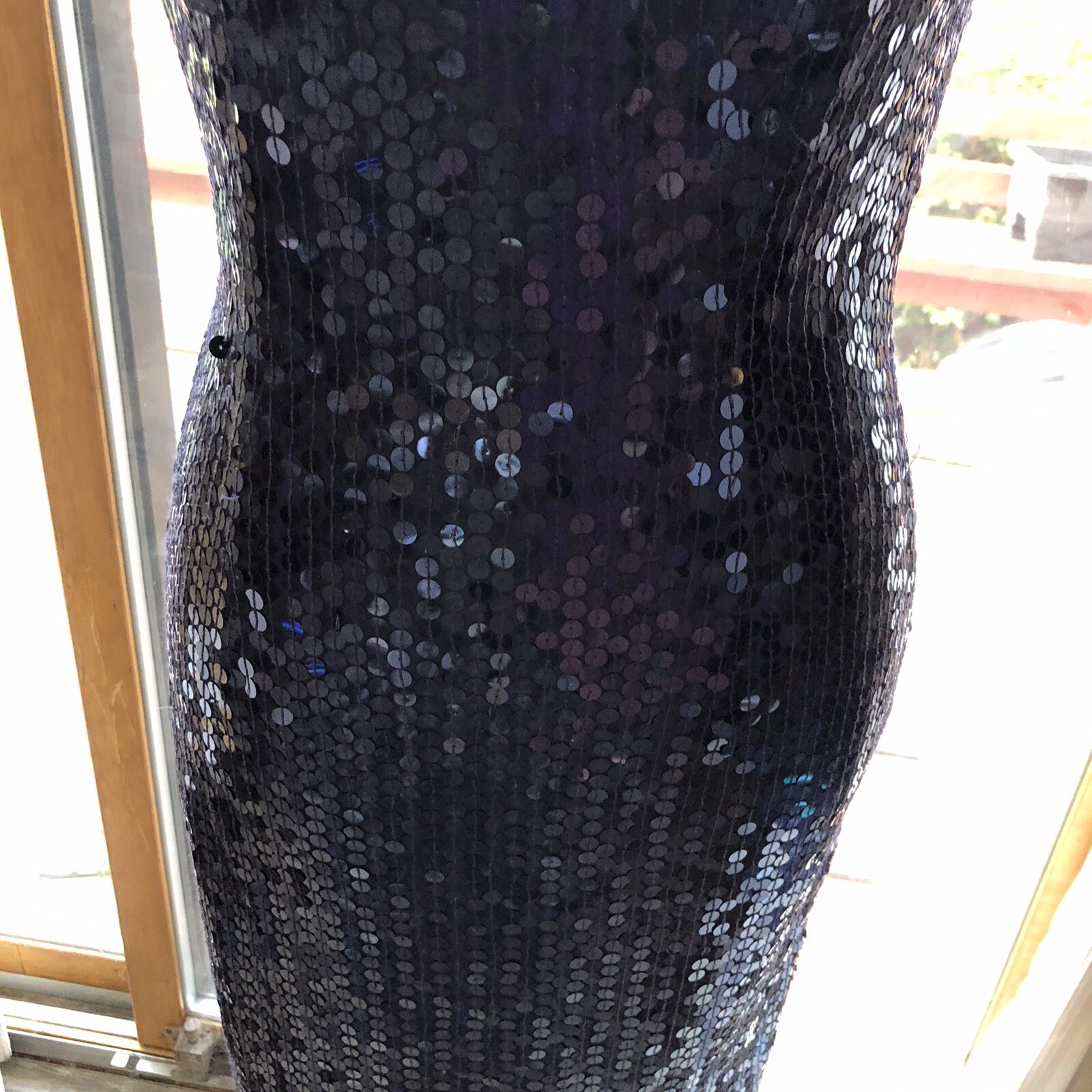 Lillie Rubin Exclusive Heavy Blue Mermaid Shimmer Sequin Beaded Dress VTG Size 2