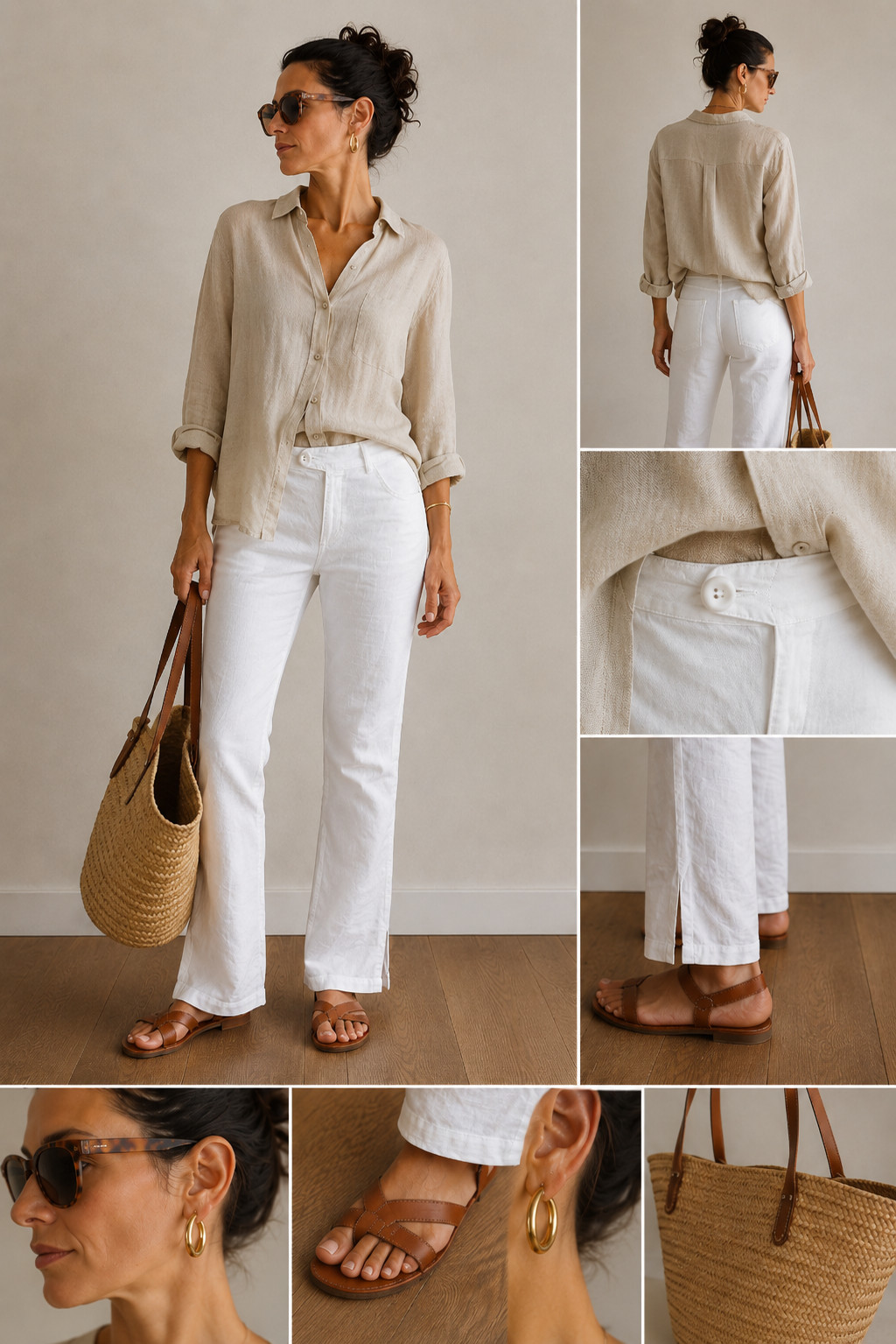 Hemp Pants KristenseN DU NORD Y2K White 34 36 Made in Italy Bootcut Luxury
