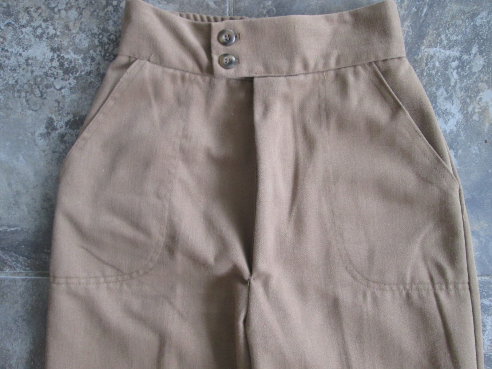 Vintage Original 70s Mom Pants 22×30 High Waist Wide Straight Leg Brow READ