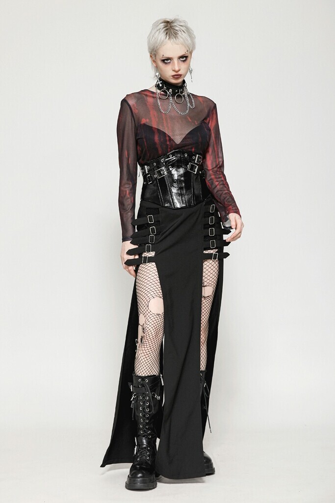 Dark In Love Women Black Gothic Punk Patent Leather Metal Waist Training Corset