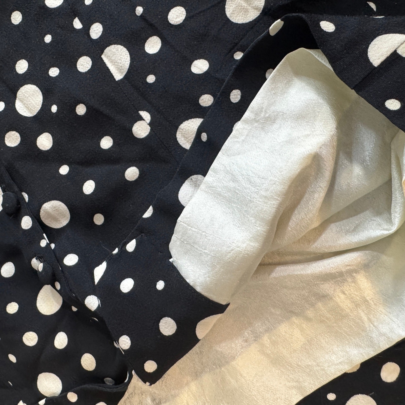 Vintage 80s Black White Polka Dot Blouse Pinup Rockabilly Peplum Retro XL 1X Top