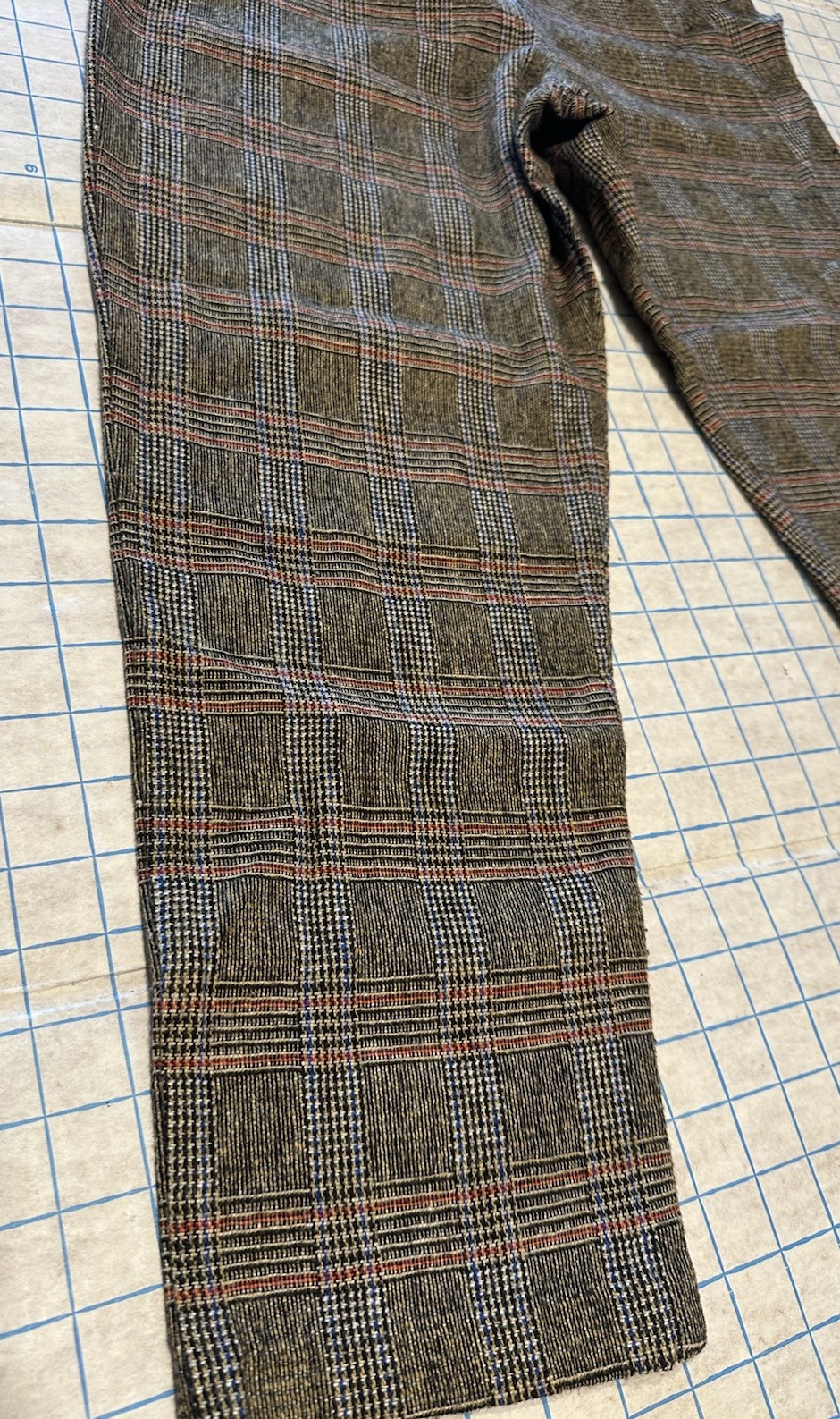 Vintage 1950s Nylon Wool Pants Women’s Tailored High Waist Glen Check Plaid