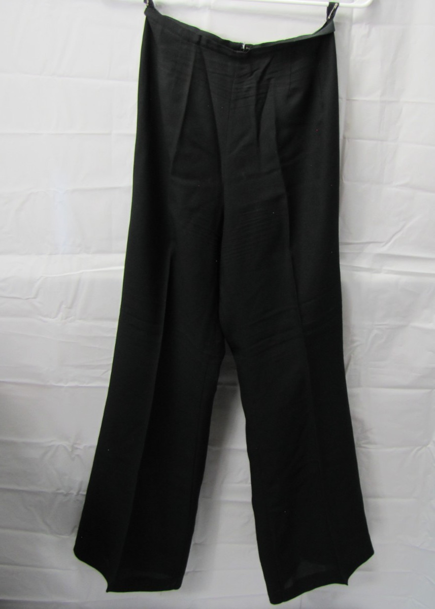 JOSEPH MAGNIN 1960’s Vintage Black Pantsuit Tunic Top + Pants Rayon 26″ Waist