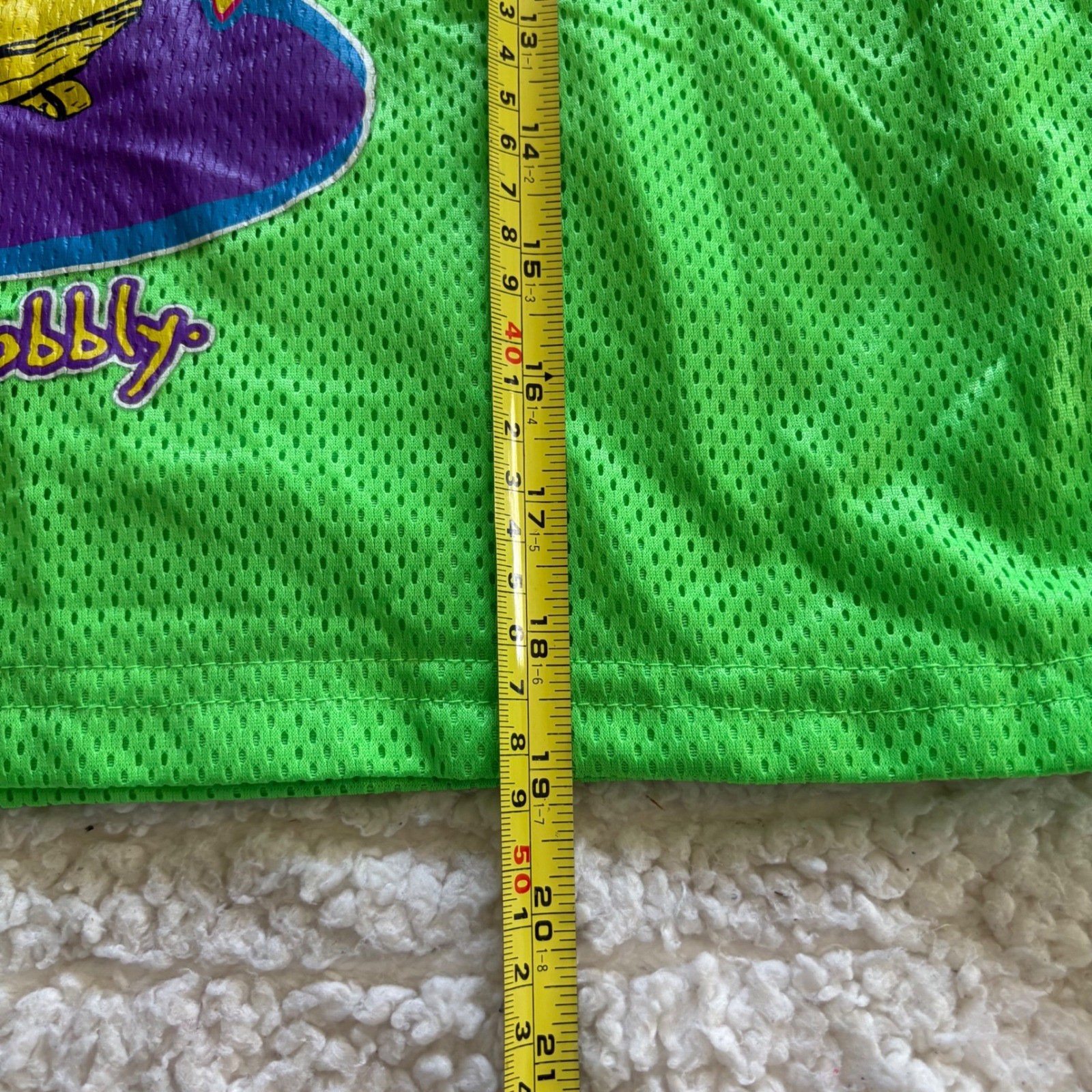 Vintage Disney Winnie the Pooh Mesh Jersey Crop Top Neon Green Size L 90s Y2K