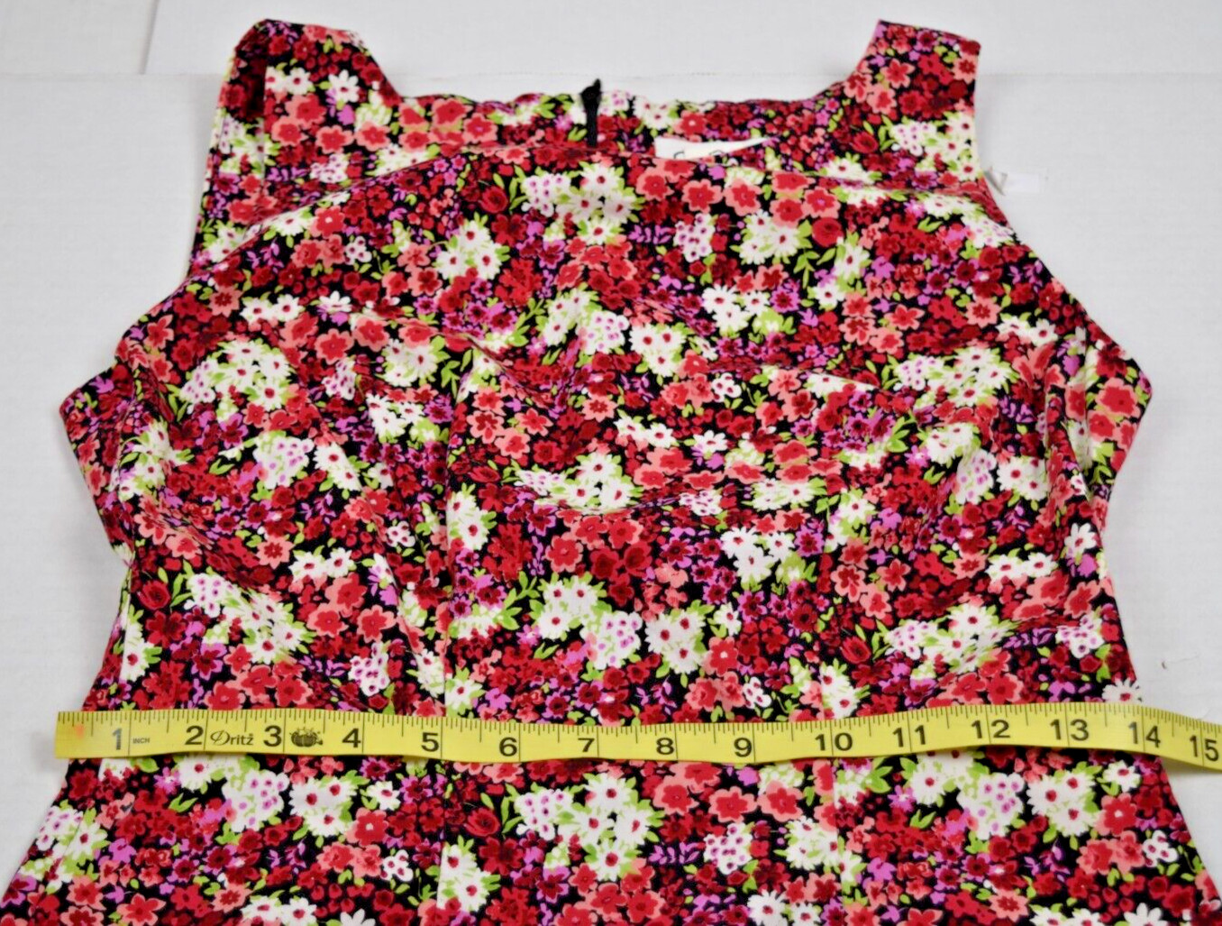 Vintage Mini Dress CDC Size S/M 90s Black Cherry Red White Green Floral Cotton