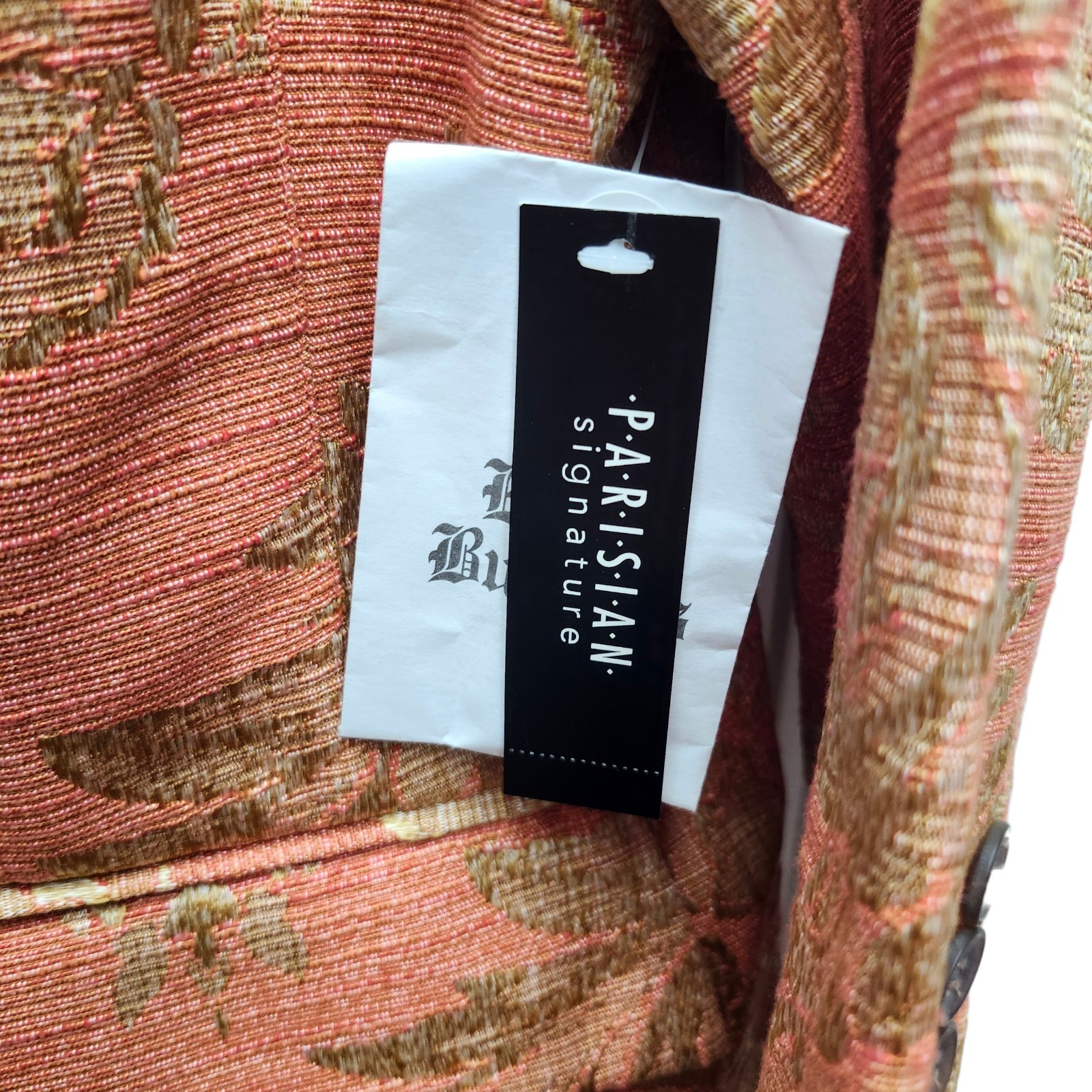Parisian Signature Jacquard Blazer Womens 14 Orange Gold Baroque Vintage 90s NWT
