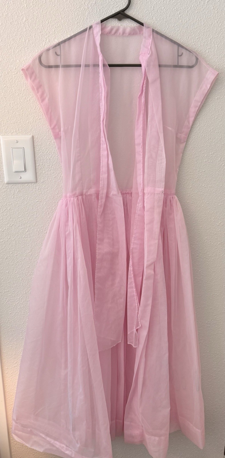 Vintage Handmade Pink Diaphanous Dress. Hollywood Starlet Size Small