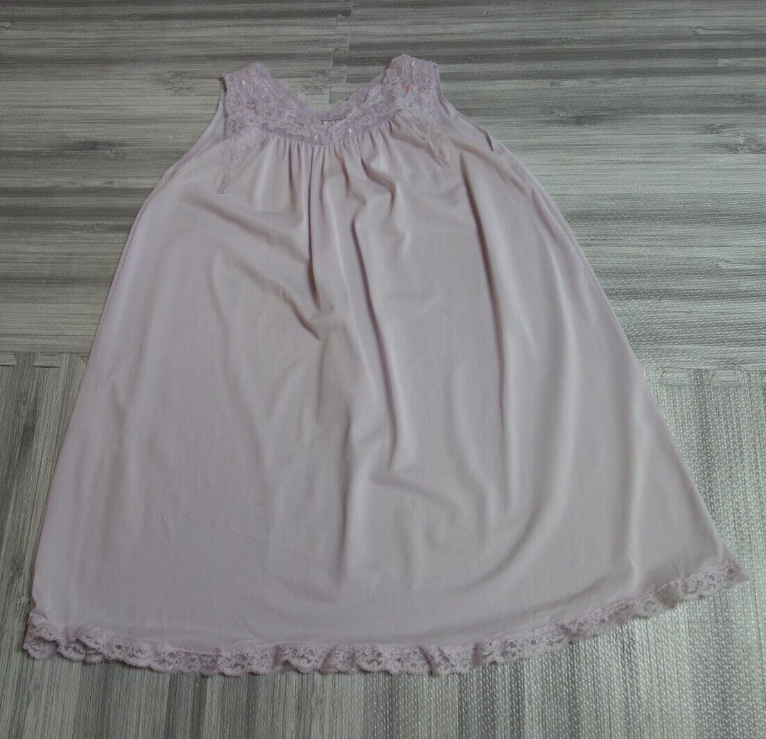 Vintage Shadowline Nylon Silky Feel Nightie Lilac Altered Size Small *Altered