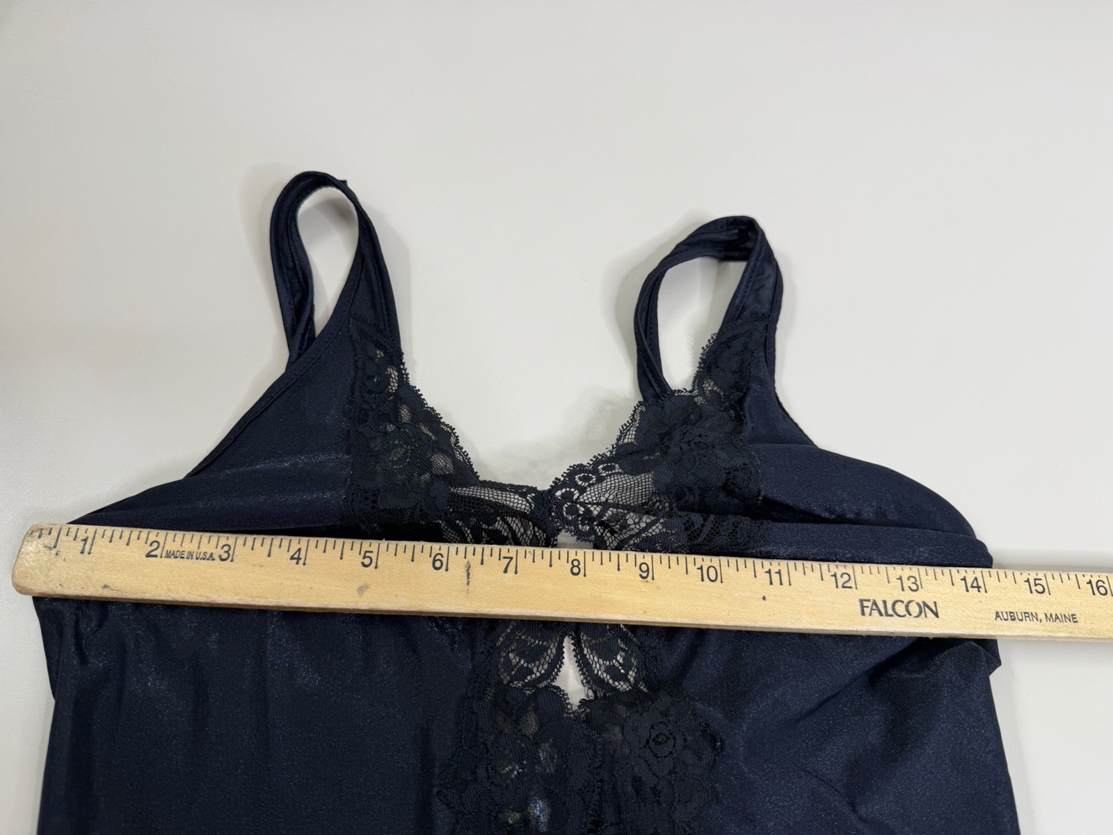 VTG Shirley of Hollywood-Fit M-Black Catsuit Lace Insert Vampy Boudoir Goth GUC