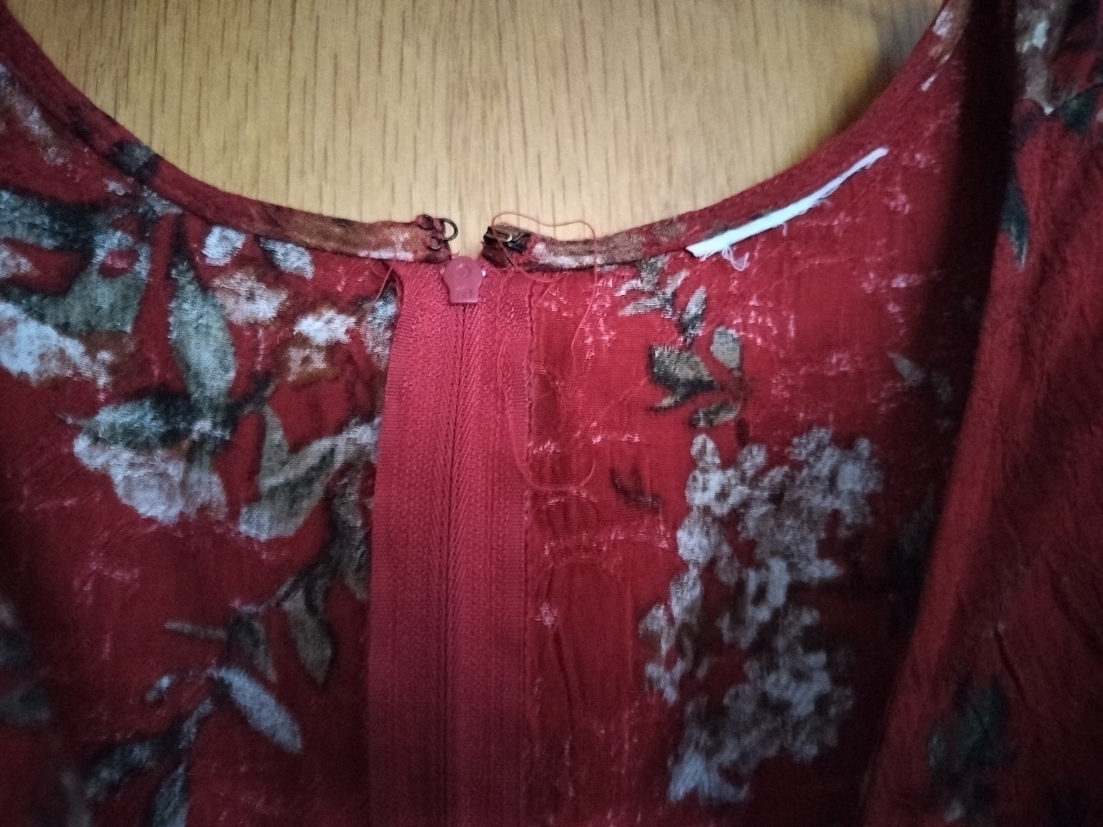 Dressbarn Midi Dress Vintage Dark Red Multicolor Floral Textured Size L