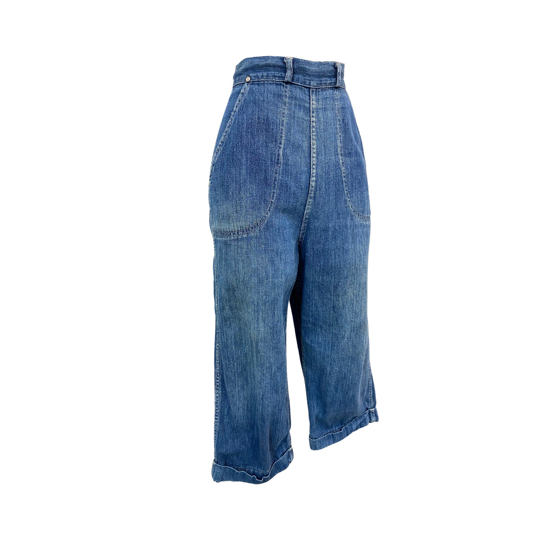 Vtg 40s 1940s Stockton Of Dallas Original Ranch Wear Denim Western Knickers