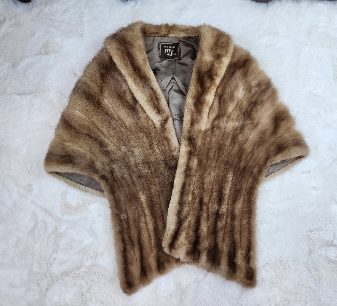 Vintage Meier And Frank Fur Salon Mink Stole Light Brown 1950s
