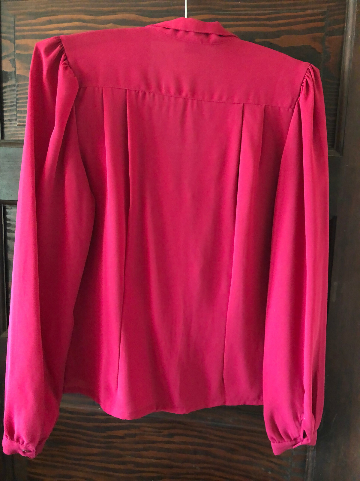 Vintage Women’s Blouse MICHEL Paris New York Magenta Size S 1990’s Ties Buttons