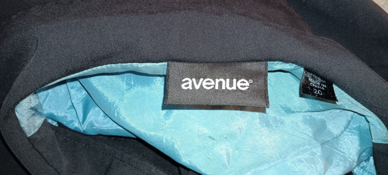 Avenue Black Double Breasted Swing Coat Teal Satin Lining Peter Pan Collar 20
