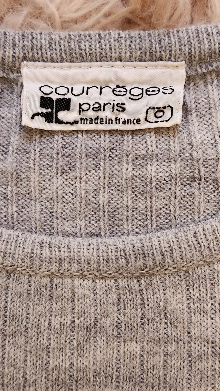 COURREGES Vintage 1970’s Logo Ribbed Sweater Gray S