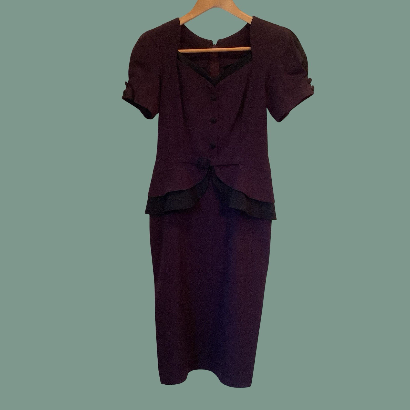 Vintage Peplum Dress Purple & Black Cocktail Dress By Stop Staring! Sz M