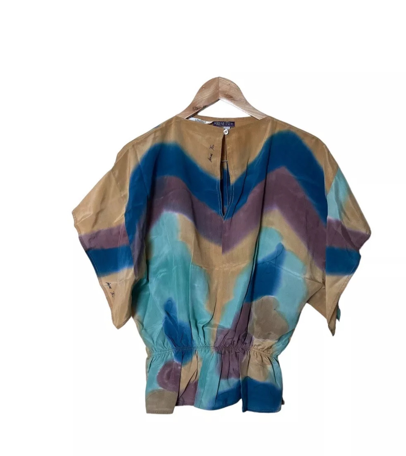 Vintage 80s 90s Irene Tsu Art To Wear Silk Hand Dyed Top S 1533