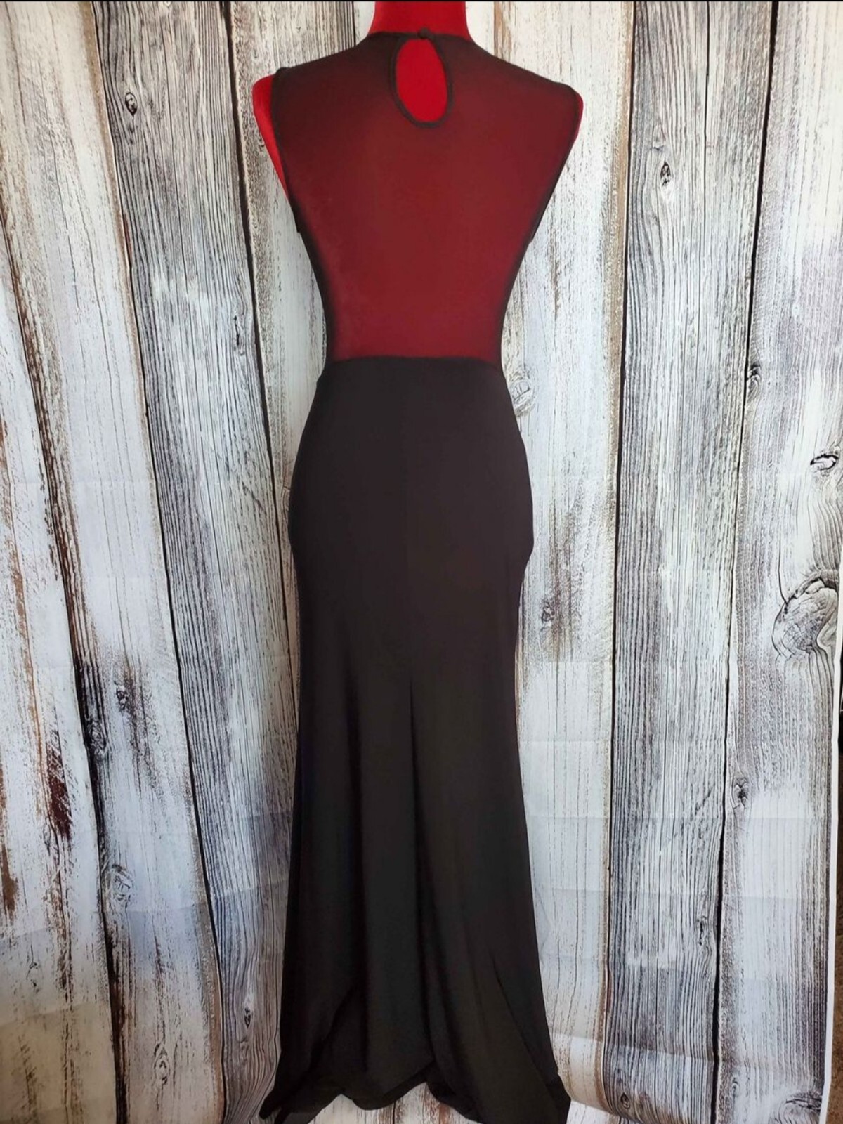 B Darlin Formal Dress Y2K Retro Black Sheer Cutout Mesh Avant Garde Small
