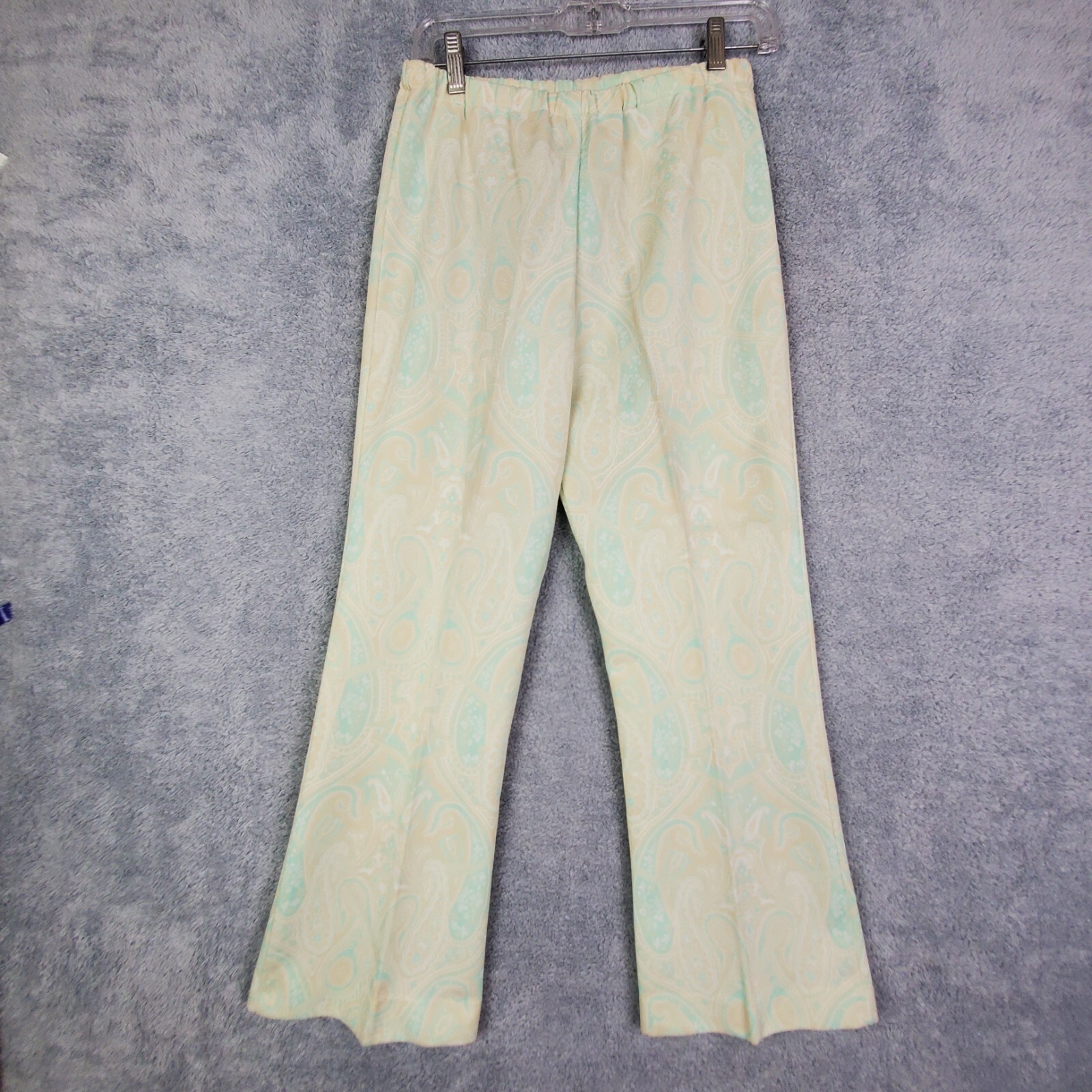 Vtg 60s Fritzi Pantsuit Size M Yellow Paisley Button Up Jacket Straight Leg