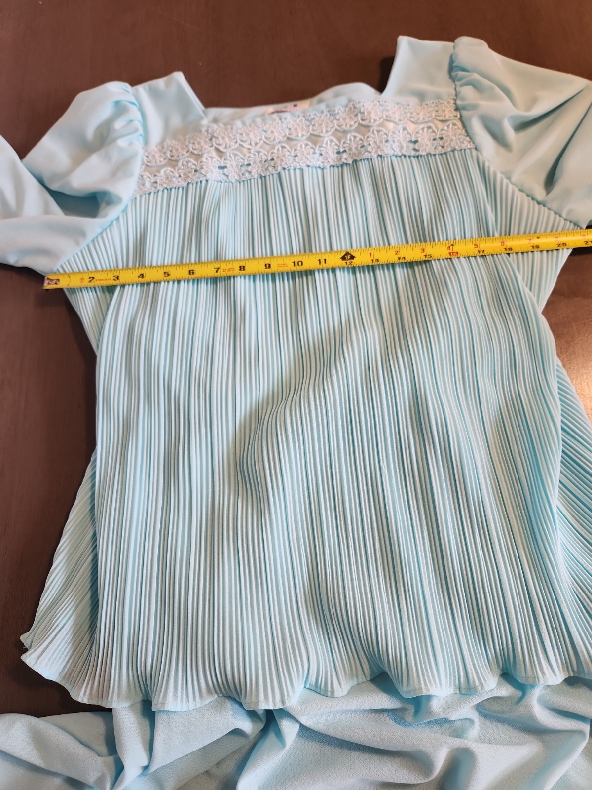Vtg 70/80s Cue Fashion Pleated USA Made Dress Lace Women Sz 16 Golden Girl Style