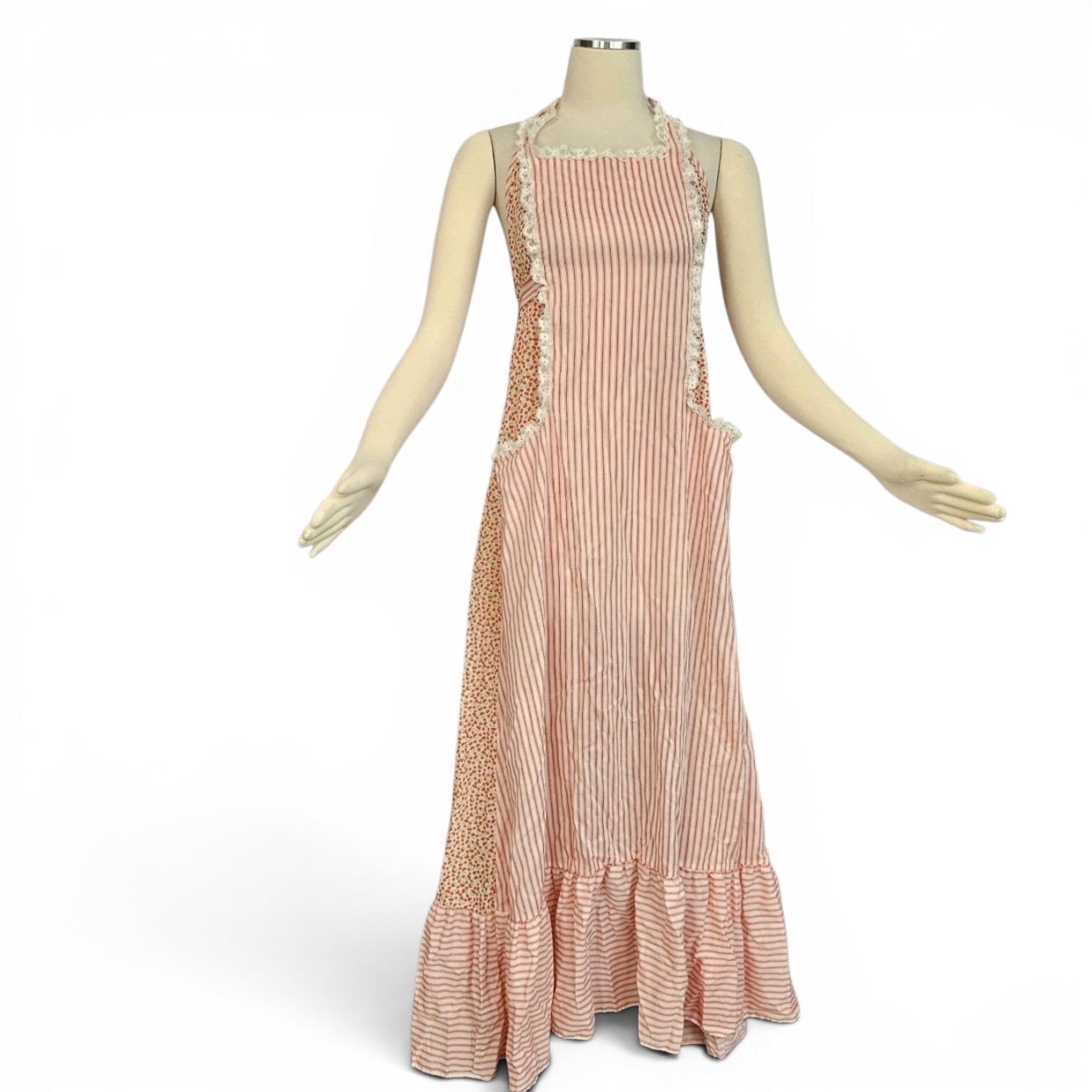 Vintage 1970s Maxi Dress Sundress Prairie Cottagecore Pinafore Fashions by Julie