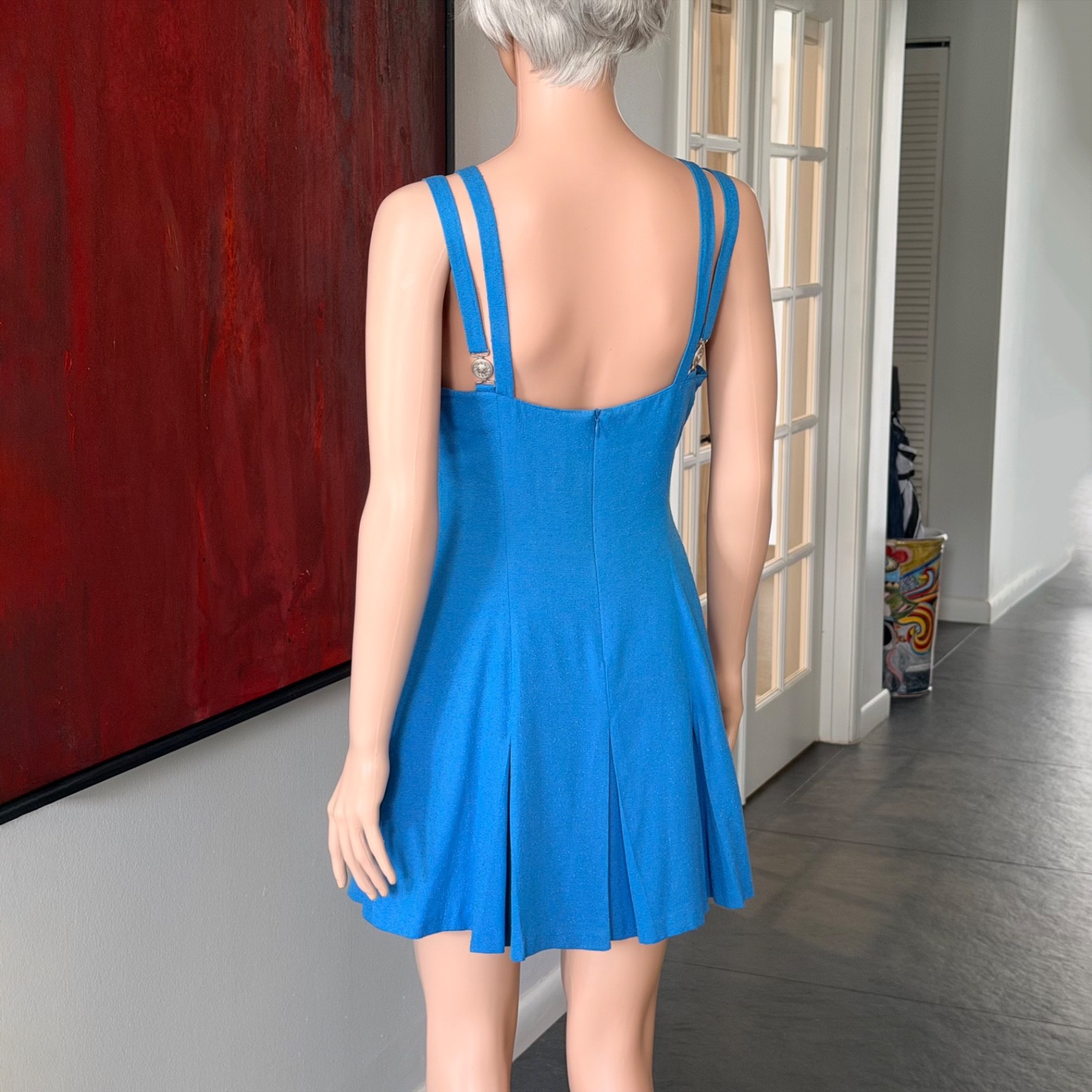 VERSACE JEANS COUTURE 1990s double-strap mini dress in blue size 42