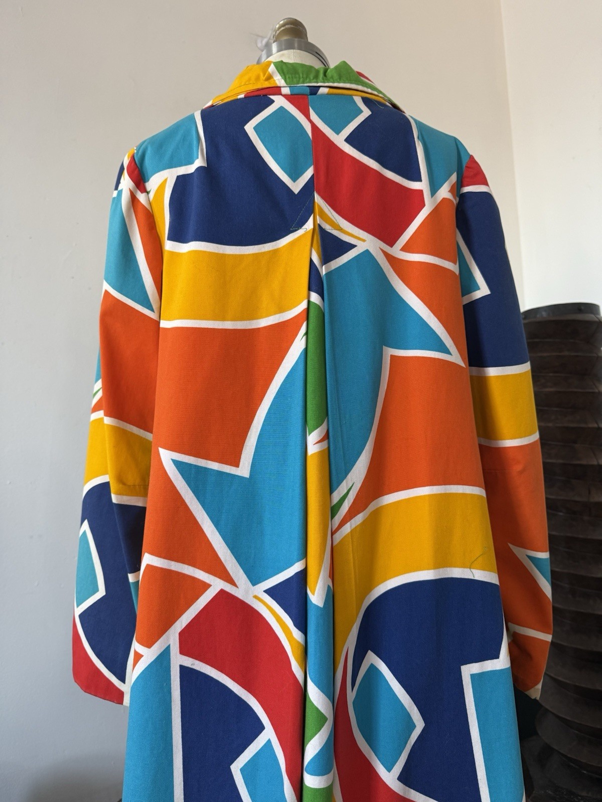 60s Mod Psychedelic Pop Art Print A-Line Swing Coat/ Statement Jacket/Mini Dress