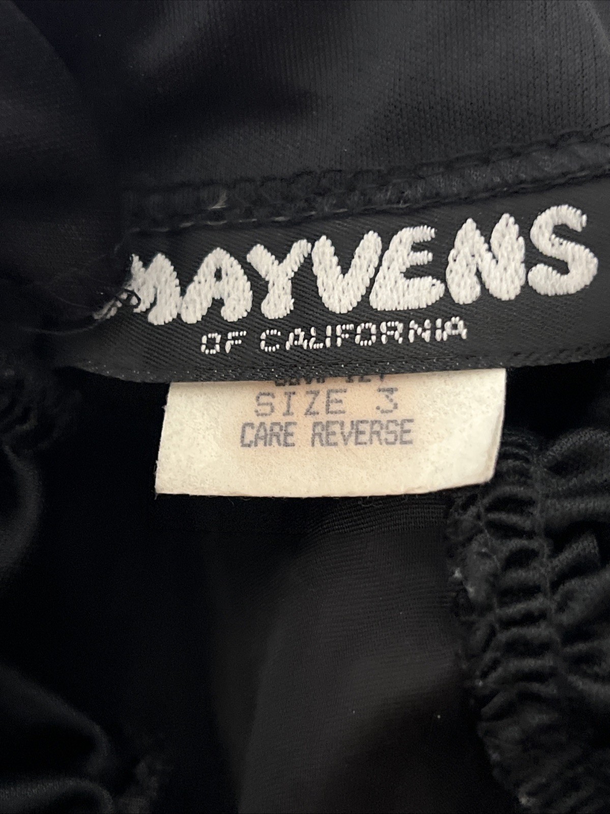 VTG 80s Mayvens California Bodycon Dress Cocktail Black Puff Sleeve S Juniors 3