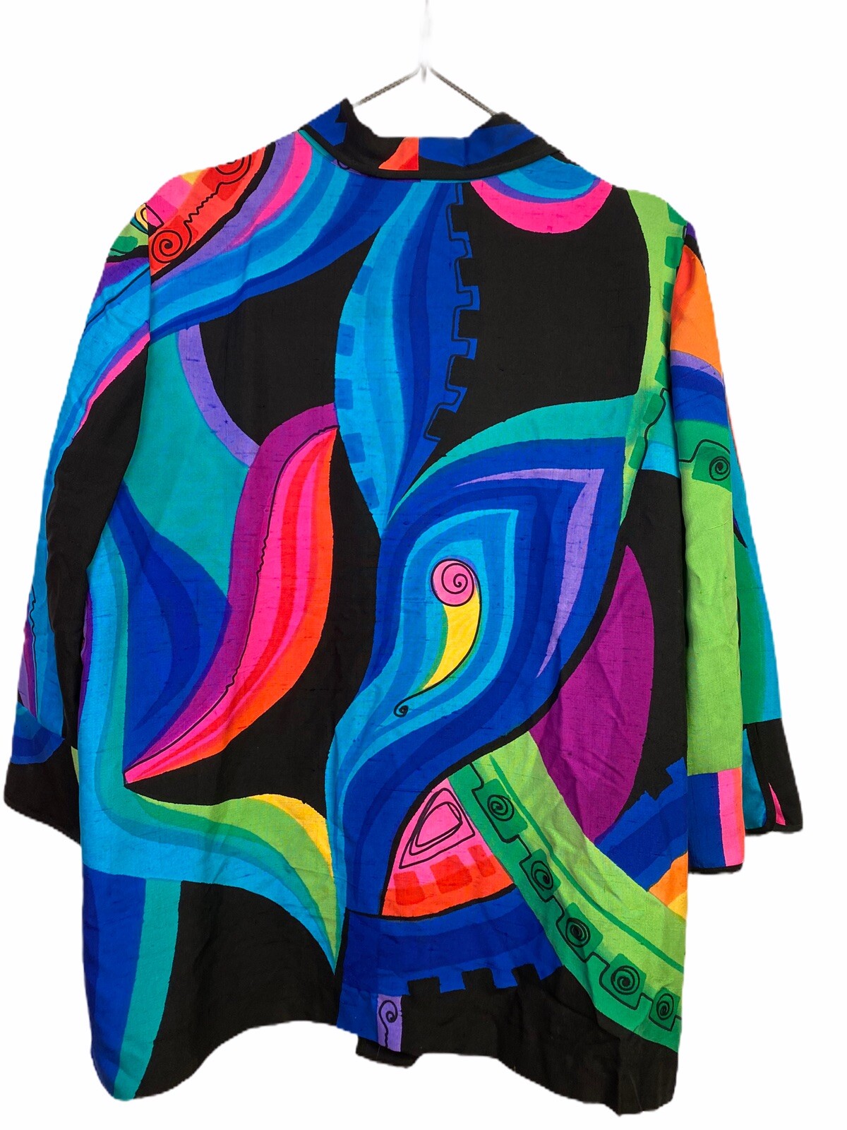 Vintage 1980 Yolanda Loreme Hand Painted Silk Vibrant Color Block Retro Costume