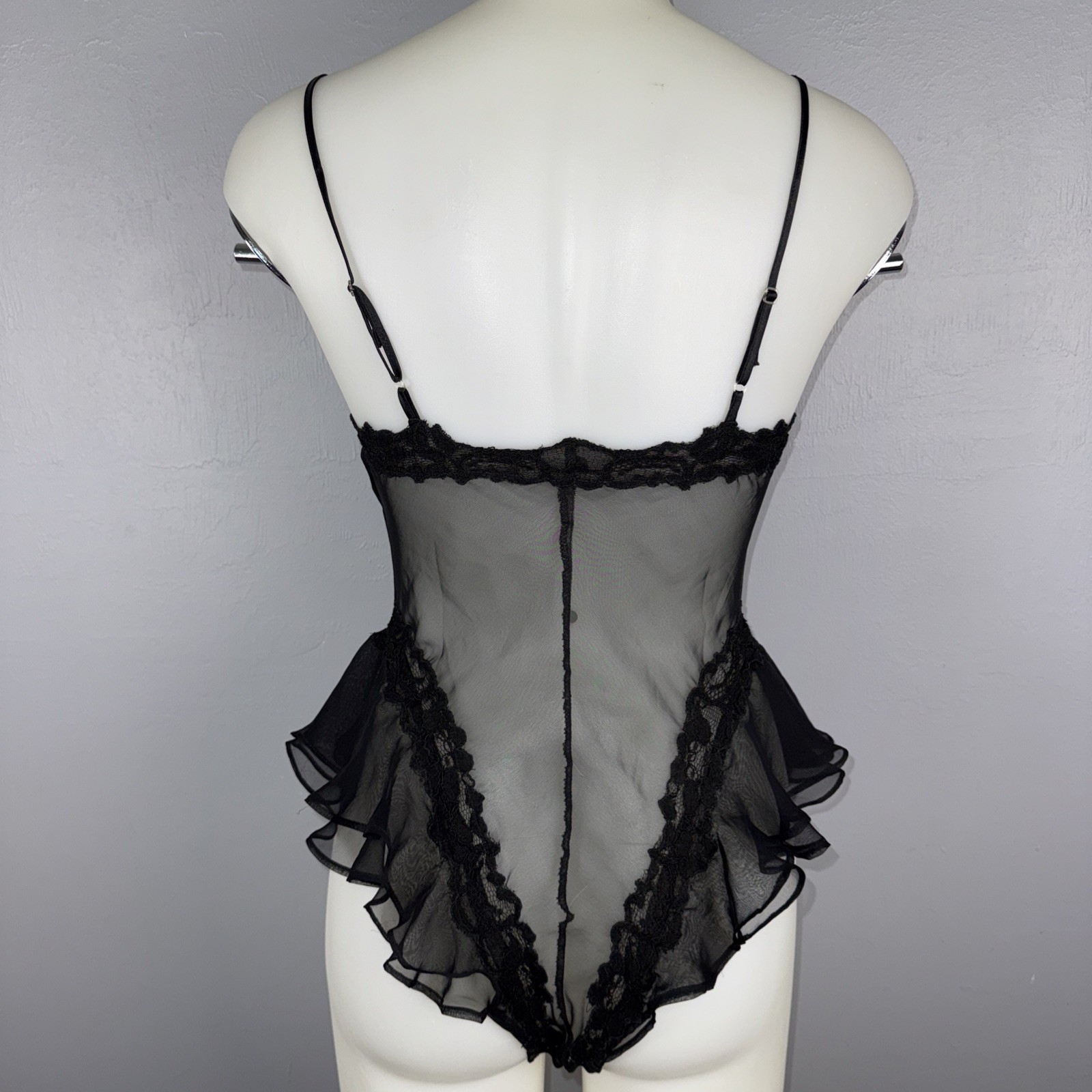 Victoria’s Secret Vintage Black Lace And Tulle Teddy Women’s Small Beaded