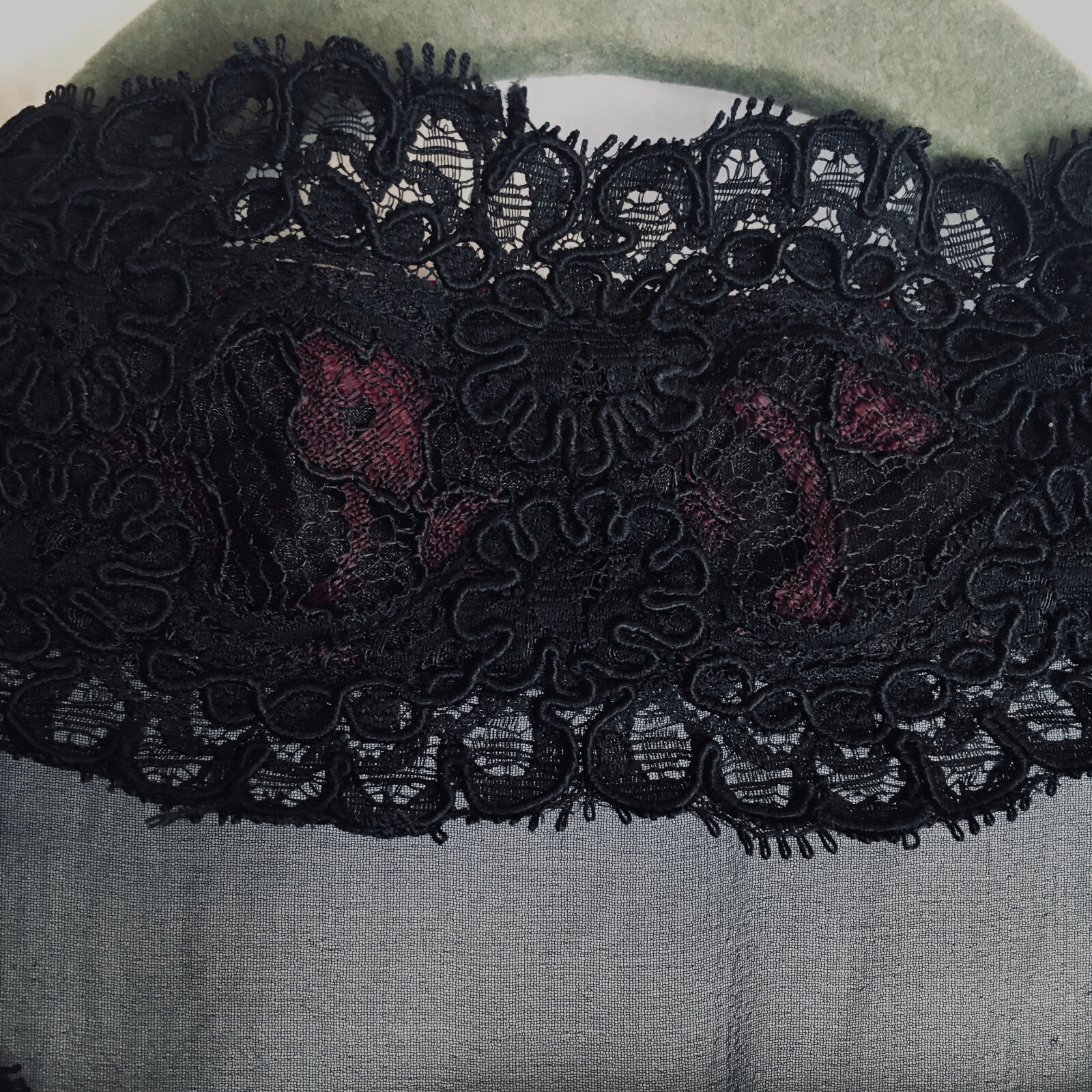 Oscar De La Renta VTG Studio SZ 10 Rose Lace Black Dress w/ Sheer Back & Sleeves