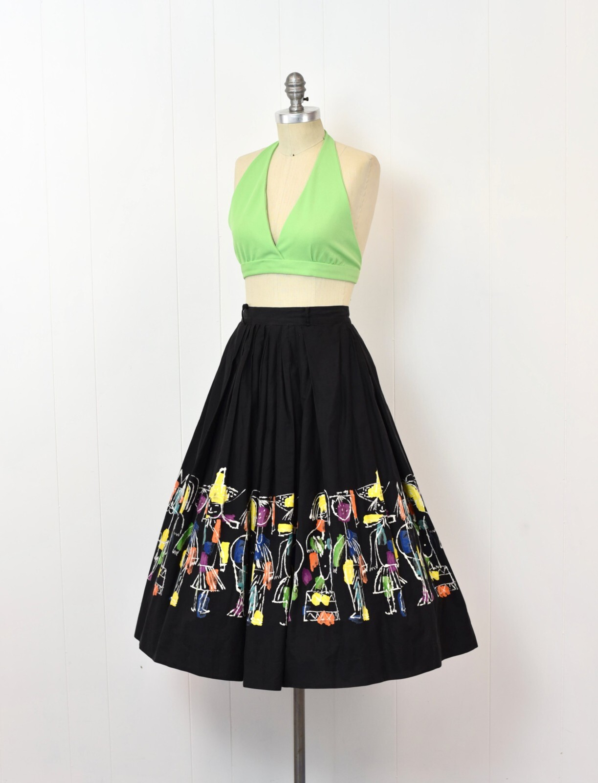 Vintage 1950s 1953 AAA Novelty Print Circus Days Hans Moller Cotton Pinup Skirt