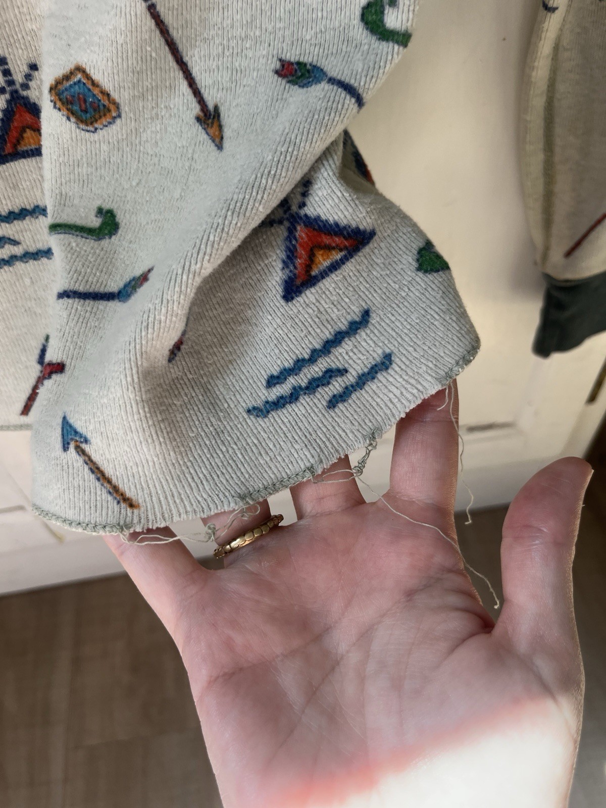 Vintage 60s Cowboy Western Native American Camp Long Sleeve Thermal T Shirt XS