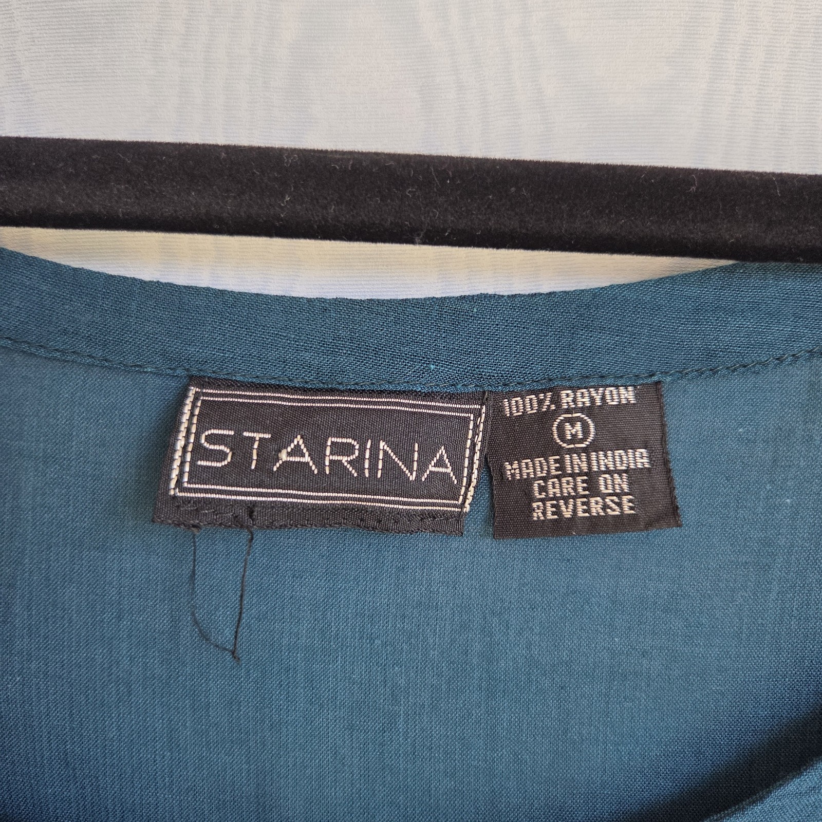 Vtg 90s Starina Medium Dress Shift Sheath Teal Maxi Fairy Grunge Renaissance