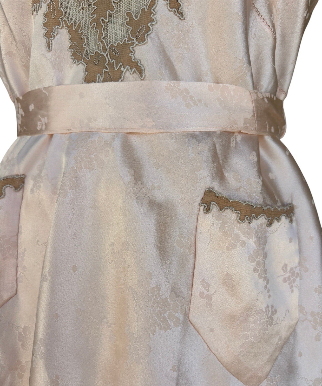 1930s silk jacquard blush pink 3 pc loungewear ensemble bias cut bridal Pajama