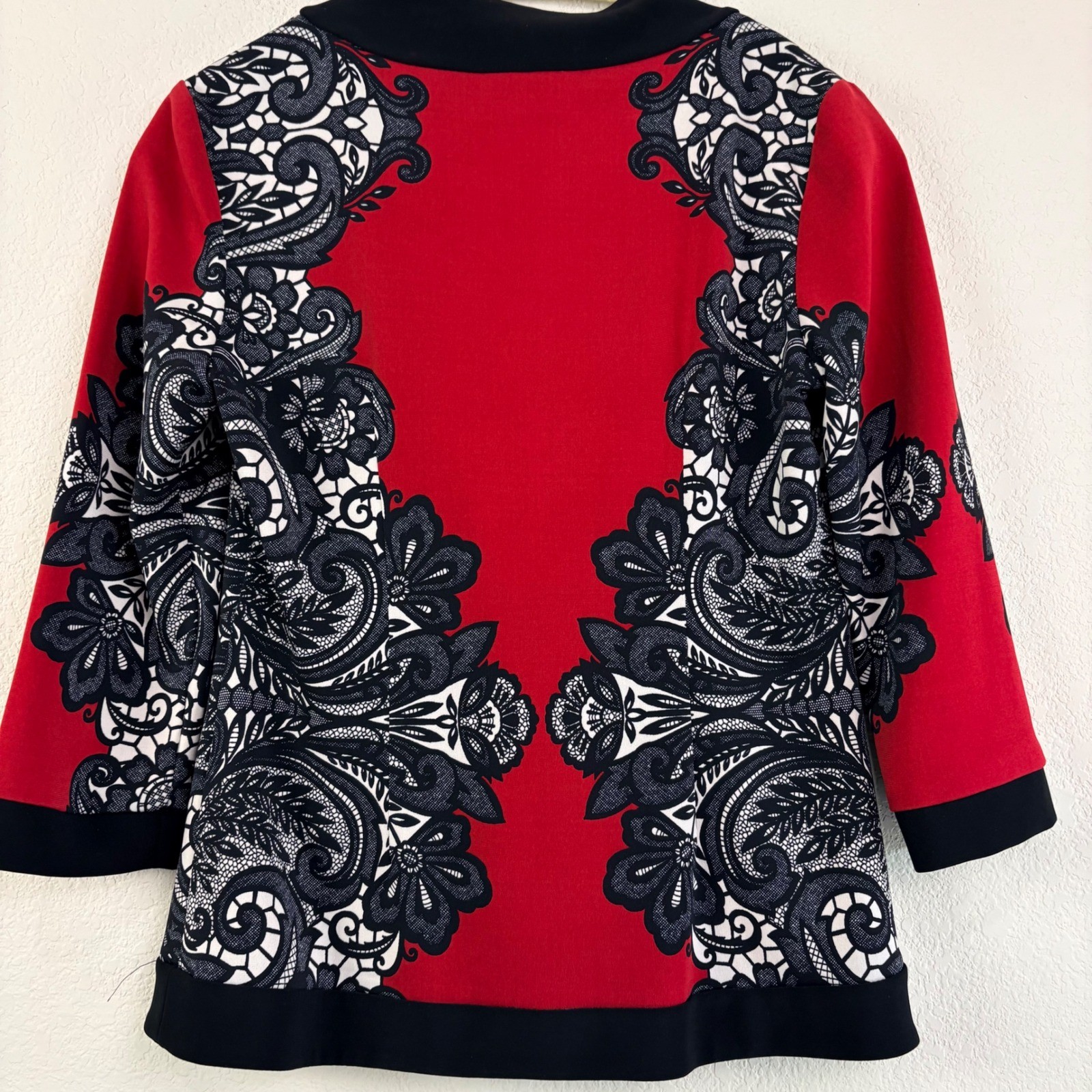 Joseph Ribkoff 8 Red Black Paisley 2pc Set Jacket Tank Career Art to Wear VTG
