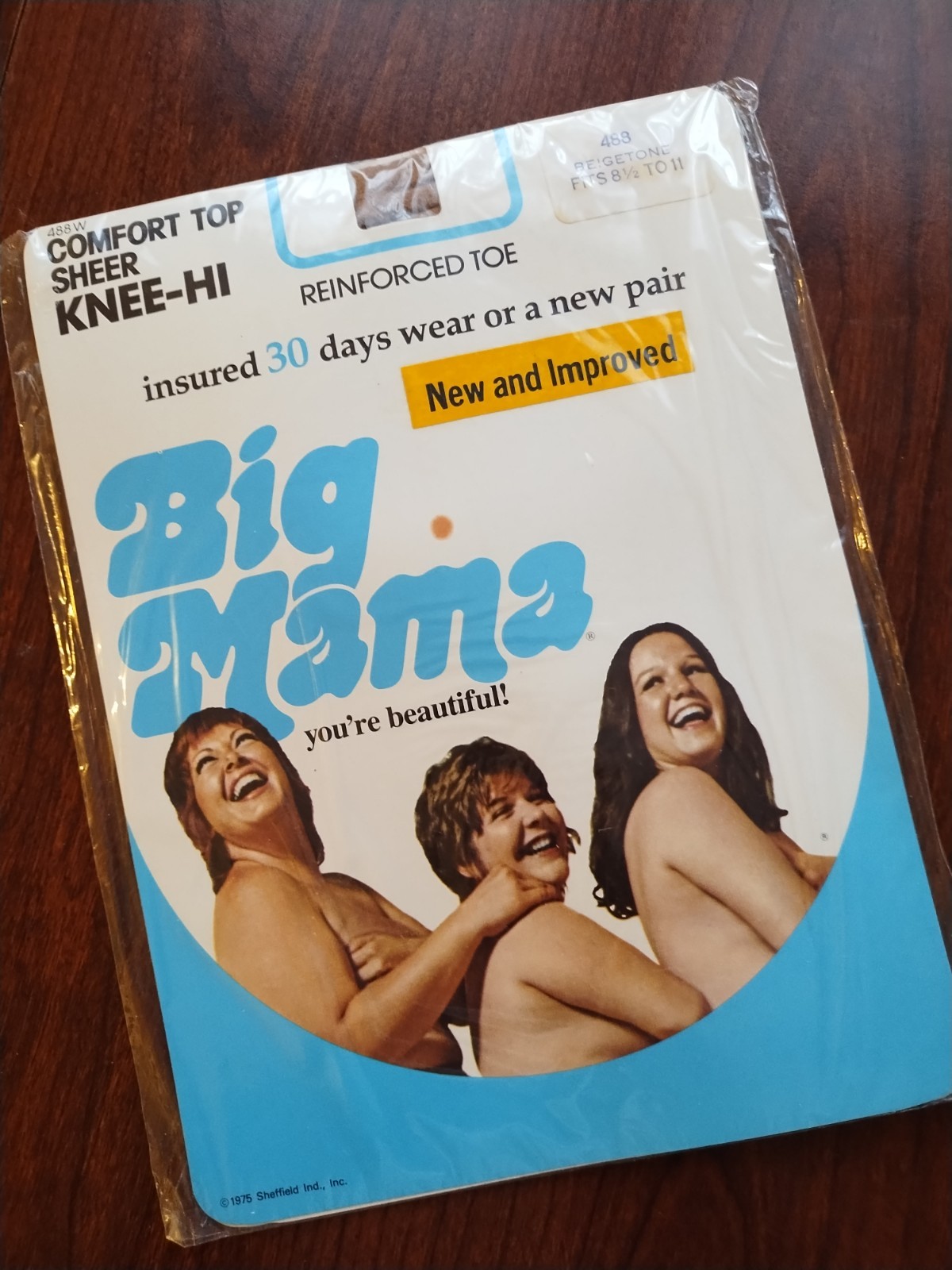 Vintage 1975 Big Mama Comfort Top Sheer Knee-Hi Beigetone-NIP- Fits 8 1/2-11