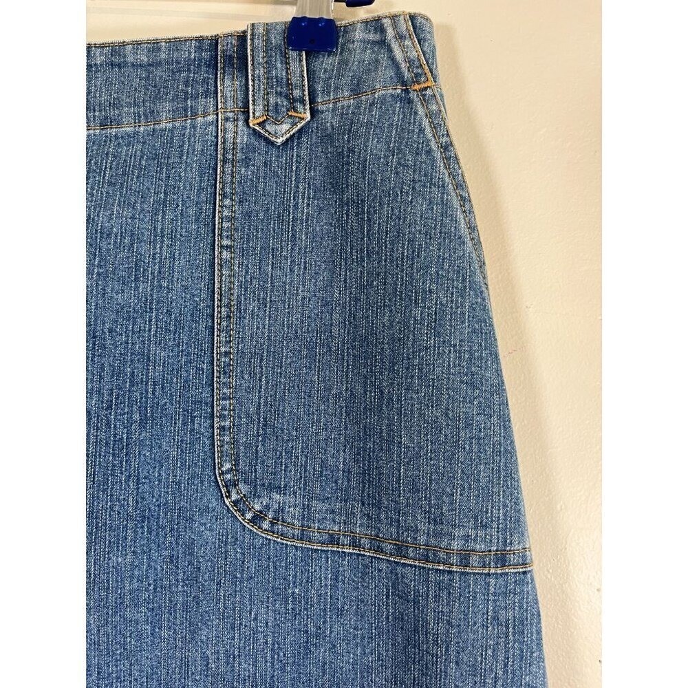 Retro Denim Jean Skirt 12 Blue Western Hippie Indie Boho Preppy Cowgirl 80s