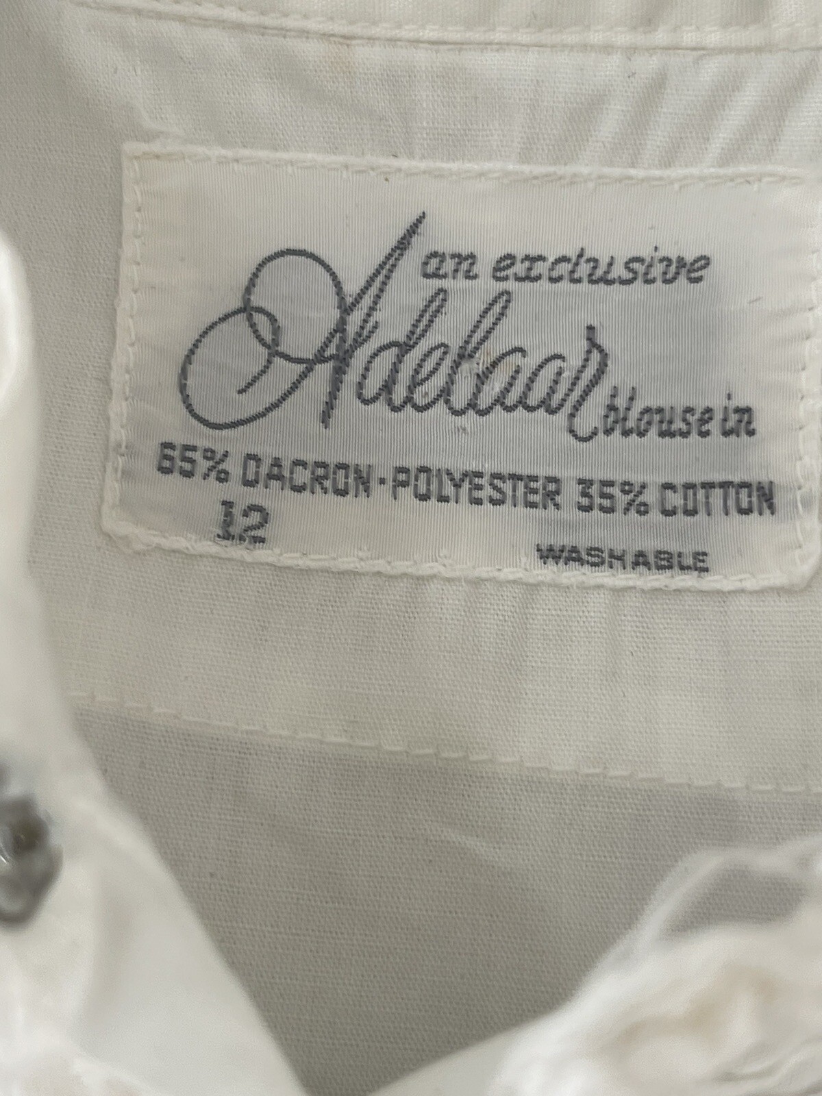 Vintage 1950’s Adelaar Lace Buttondown Washable Dacron Cotton Blouse Size 12