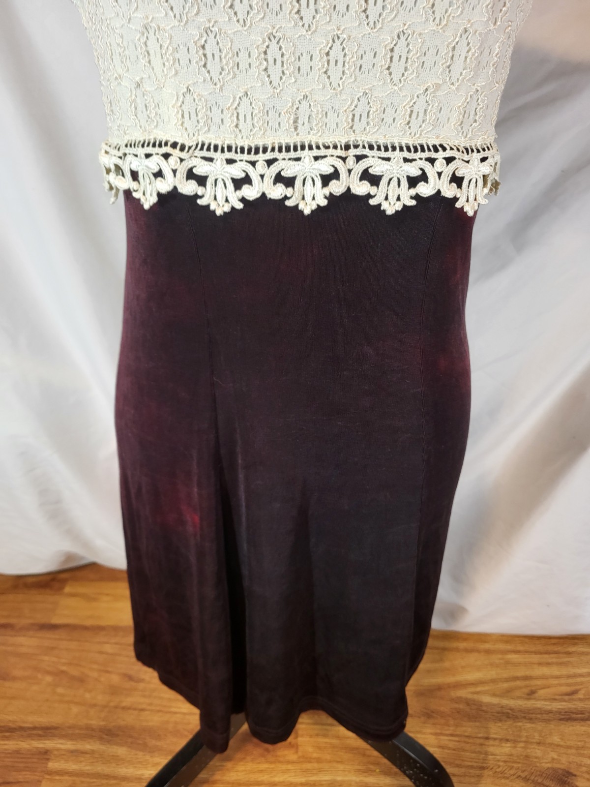 Vintage All That Jazz Size 7/8 Burgandy Lace Acetate Mini Dress