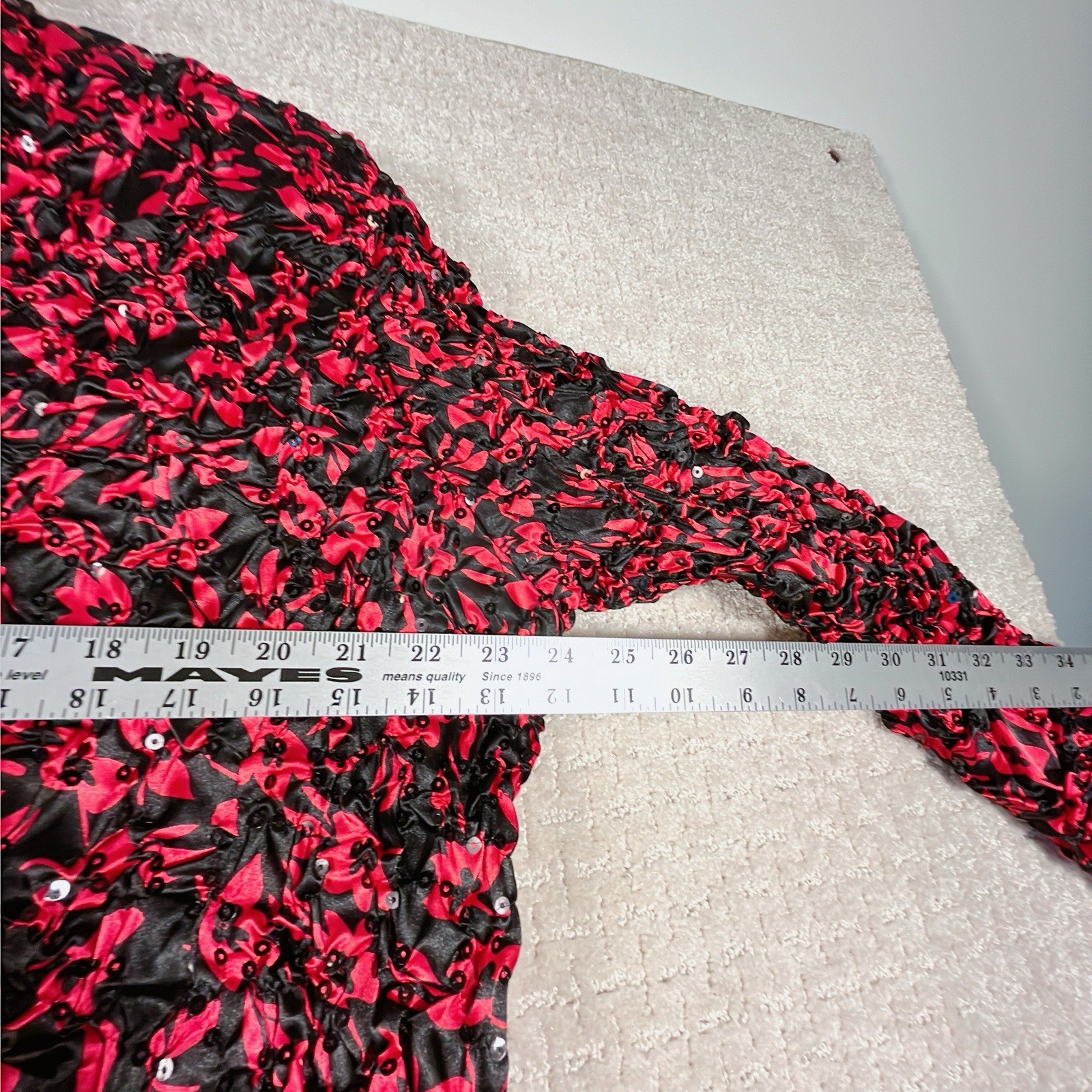Vintage Draper’s & Damon’s Petites Jacket Women’s PL Black Red Sequined Ruched