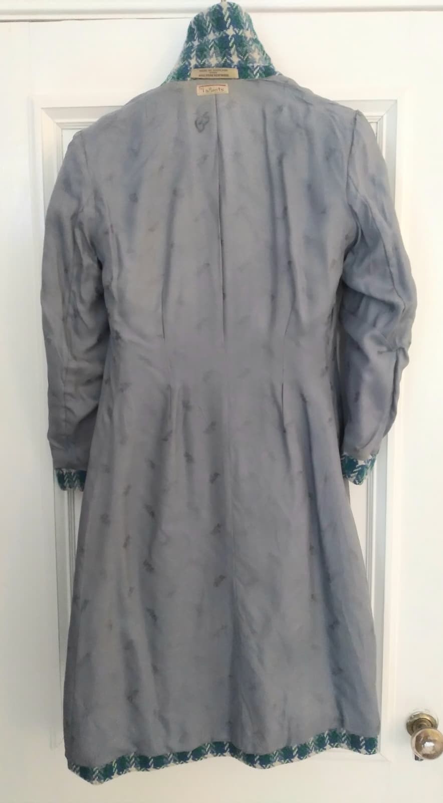 TALBOTS Vintage 60’s Heavy Tweed Wool Coat Lined Scottish Green Blue XS S M 70’s